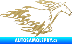 Samolepka Animal flames 003 pravá kůň 3D karbon zlatý