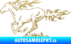 Samolepka Animal flames 004 levá kůň 3D karbon zlatý