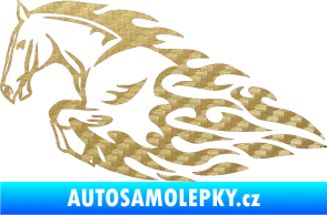 Samolepka Animal flames 008 levá kůň 3D karbon zlatý