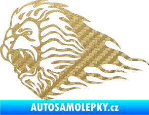 Samolepka Animal flames 014 levá lev 3D karbon zlatý