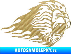 Samolepka Animal flames 014 pravá lev 3D karbon zlatý