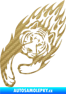 Samolepka Animal flames 015 levá tygr 3D karbon zlatý