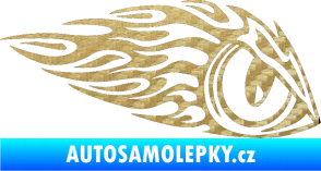 Samolepka Animal flames 016 pravá zvířecí oko 3D karbon zlatý