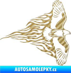 Samolepka Animal flames 019 pravá letící orel 3D karbon zlatý