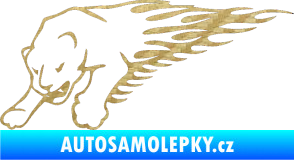 Samolepka Animal flames 020 levá puma 3D karbon zlatý