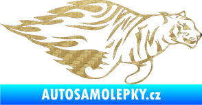 Samolepka Animal flames 021 pravá tygr 3D karbon zlatý