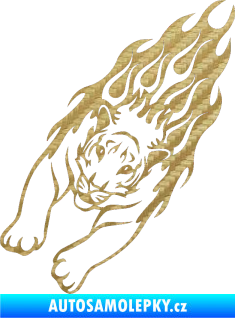 Samolepka Animal flames 024 levá tygr 3D karbon zlatý