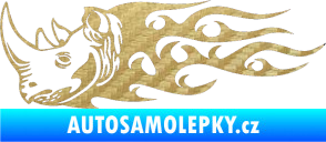 Samolepka Animal flames 025 levá nosorožec 3D karbon zlatý