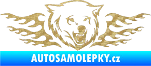 Samolepka Animal flames 034 pravá  vlk 3D karbon zlatý