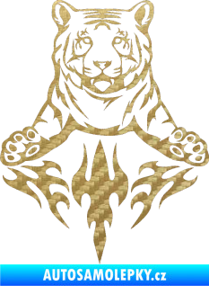 Samolepka Animal flames 045 levá tygr 3D karbon zlatý