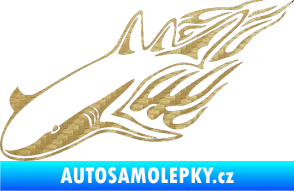 Samolepka Animal flames 048 levá žralok 3D karbon zlatý