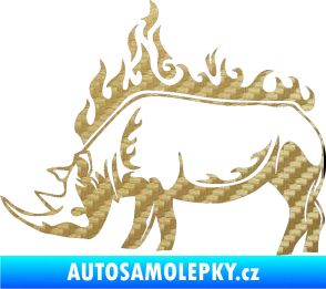 Samolepka Animal flames 049 levá nosorožec 3D karbon zlatý