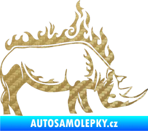 Samolepka Animal flames 049 pravá nosorožec 3D karbon zlatý