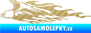Samolepka Animal flames 052 levá orel 3D karbon zlatý