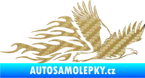 Samolepka Animal flames 053 pravá orel 3D karbon zlatý
