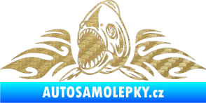 Samolepka Animal flames 063 levá  piraňa 3D karbon zlatý