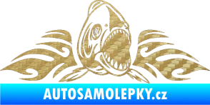 Samolepka Animal flames 063 pravá piraňa 3D karbon zlatý
