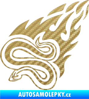 Samolepka Animal flames 065 levá had 3D karbon zlatý