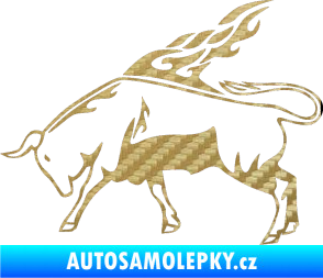 Samolepka Animal flames 067 levá býk 3D karbon zlatý