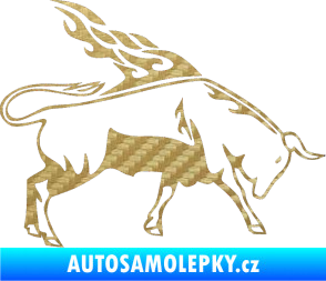 Samolepka Animal flames 067 pravá býk 3D karbon zlatý