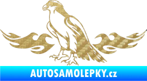 Samolepka Animal flames 069 levá orel 3D karbon zlatý