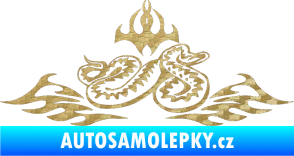 Samolepka Animal flames 070 pravá zmije 3D karbon zlatý