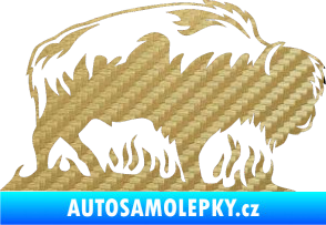 Samolepka Animal flames 071 pravá býk 3D karbon zlatý