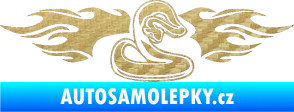 Samolepka Animal flames 072 pravá had 3D karbon zlatý
