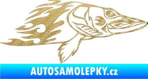 Samolepka Animal flames 074 pravá ryba 3D karbon zlatý