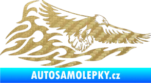 Samolepka Animal flames 075 pravá orel 3D karbon zlatý