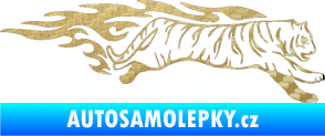 Samolepka Animal flames 079 pravá tygr 3D karbon zlatý