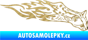 Samolepka Animal flames 080 pravá gepard 3D karbon zlatý