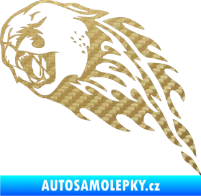 Samolepka Animal flames 083 levá puma 3D karbon zlatý