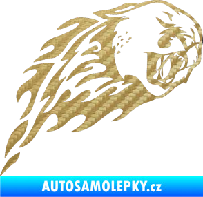 Samolepka Animal flames 083 pravá puma 3D karbon zlatý