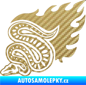 Samolepka Animal flames 086 levá had 3D karbon zlatý