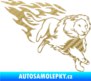 Samolepka Animal flames 087 pravá lev 3D karbon zlatý