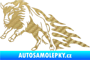 Samolepka Animal flames 089 levá býk 3D karbon zlatý