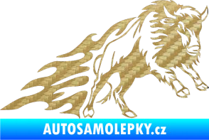 Samolepka Animal flames 089 pravá býk 3D karbon zlatý