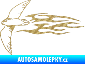 Samolepka Animal flames 095 levá letící pták 3D karbon zlatý