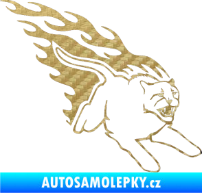 Samolepka Animal flames 096 pravá puma 3D karbon zlatý