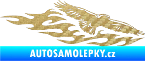 Samolepka Animal flames 097 pravá orel 3D karbon zlatý