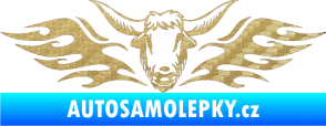 Samolepka Animal flames 098 levá býk 3D karbon zlatý