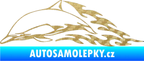 Samolepka Animal flames 099 levá delfín 3D karbon zlatý