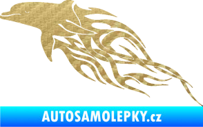 Samolepka Animal flames 102 levá delfín 3D karbon zlatý