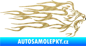 Samolepka Animal flames 103 pravá lev 3D karbon zlatý