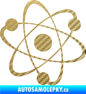 Samolepka Atom  3D karbon zlatý