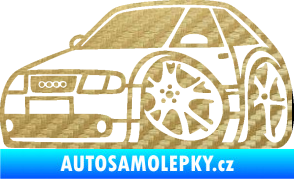Samolepka Audi A3 karikatura levá 3D karbon zlatý