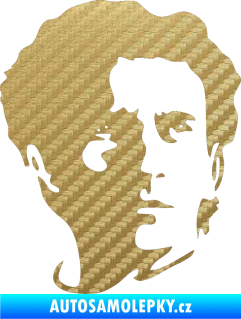 Samolepka Silueta Ayrton Senna pravá 3D karbon zlatý