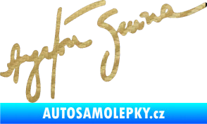 Samolepka Podpis Ayrton Senna 3D karbon zlatý
