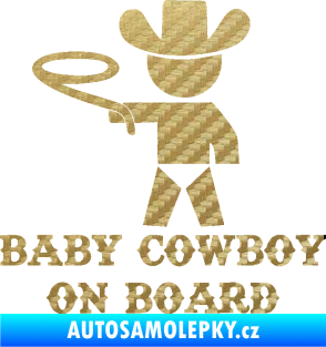 Samolepka Baby cowboy on board levá 3D karbon zlatý